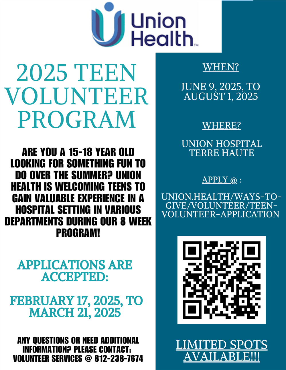  Union Hospital Teen Volunteer